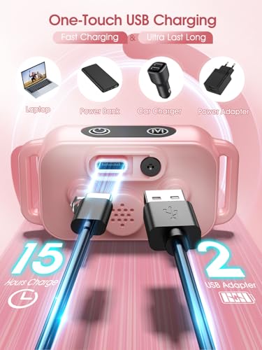 Image of DINJOO Bark Collar for Large Medium Small Dogs - Smart AI 1S Stop Barking, Anti Barking Device & Dog Training Collar with Beep, Vibration & 8-Level Sensitivity, IP67 Waterproof - Pastel Pink