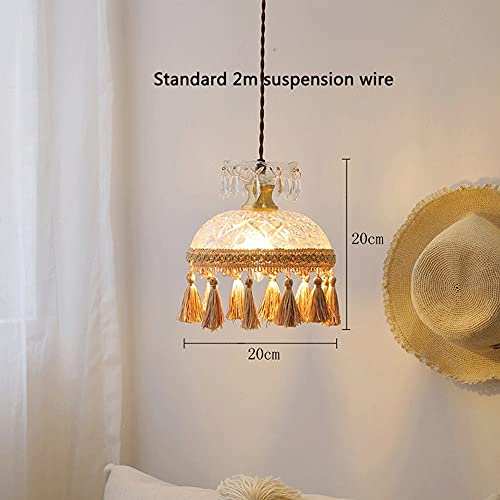 Moderne kwast kroonluchters, boho macrame lamp schaduw opknoping lamp hand weven touw plafondlampje, for slaapkamer… - Afbeelding 8