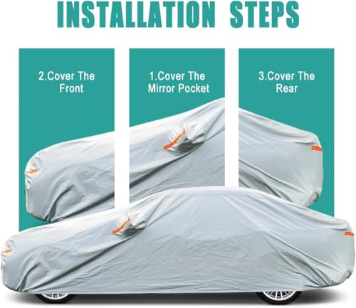 Image of GUNHYI 6 Layers Sedan Car Cover Waterproof All Weather, 100% Waterproof Outdoor Car Covers Full Exterior Covers for Automobiles Sedan Hatch SUV Rain Sun UV Dust Protection. Size A7 (See Size Chart)