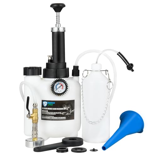 SMOTIVEPRO 3L Bremsenentlüftungsgerät mit EIN-Mann-Betrieb, 1L Bremsflüssigkeitsbehälter und Aluminium-E20-Adapter, geeignet für die meisten europäischen Automodelle