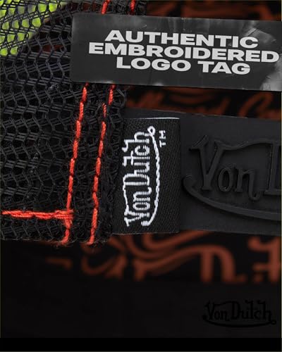 Image of Von Dutch Unisex Trucker Hat - Velvet Curved Bill Mesh Back Retro Classic Adjustable Snapback Baseball Cap for Men and Women