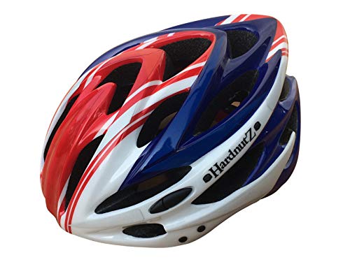 HardnutZ HN103u00a0Ciclo Carretera Casco, Unisex, Color Rojo, Blanco y Azul, tamaño 58-61 cm