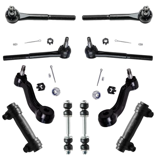 Image of Detroit Axle - Front End Kit for Chevy GMC C1500 C2500 Tahoe Yukon Lower & Upper Control Arms w /Ball Joints Inner & Outer Tie Rods Sway Bars Idler Arm & Bracket Pitman Arm Replacement - 15pc Set