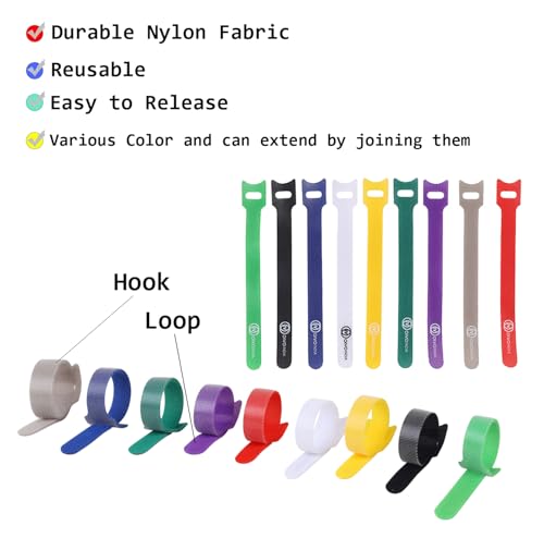 Image of OIVO INDIA 90 Piece Cable Organizer Strap Tape - Wire /Cord Holder Management Straps - Reusable Hook & Loop Ties for PC, TV, Desk, WFH Accessories - Multicolor