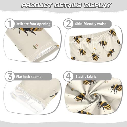 Girls Leggings Bee Flowers Soft Toddler Leggings for Girls Kids Pants Size 4T-10T3