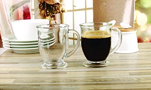 Image of 450 ML Glass Coffee Mug Set, with Convenient Handle, Tea Glasses for Hot /Cold Beverages, Thermal Shock Resistant, Tempered Glass, Mugs for Cappuccino Pack of 6 (PN - 04, 6 Count (Pack of 1))