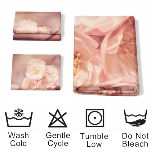 Housse de Couette Microfibre Douce 160x200 Parure Fleurs Roses