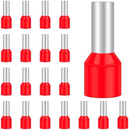 Hanibos Aderendhülsen 10mm² x 12mm, Isolierte Kabelendhülsen 100 Stück | Aderhülsen aus Red Kupfer + PP-Isolierung für Sichere Drahtverbindungen in Elektroinstallationen, Haushalt