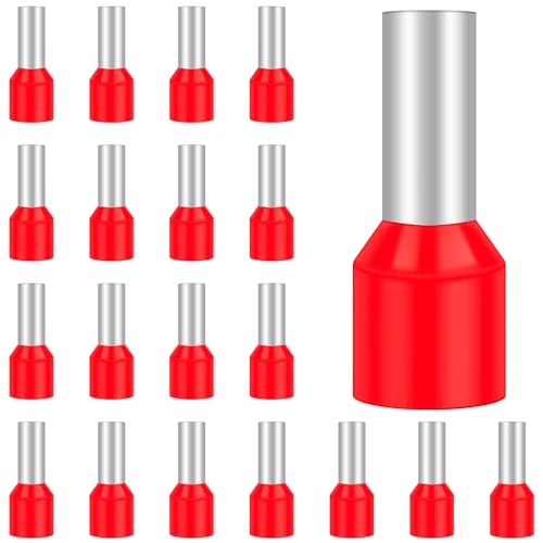 100 Piezas Conector 10 mm² Rojo, Hanibos Terminales de Cable Aislados, Terminal para Cable Eléctrico Flexible Conectores de Cable (10 mm² x 12 mm)