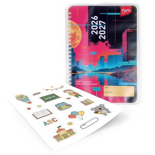 FLVG Schülerkalender 2026/2027 A5 Kalender für Schülerinnen und Schüler - Hausaufgabenheft für Schule und Unterricht - Schulplaner Terminplaner mit Lernhilfen und exklusivem Stickerbogen