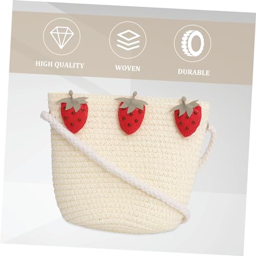 BESPORTBLE Straw Crossbody Bucket Bag for Women Woven Shoulder Beach Bag with Strawberry Design Lightweight Handbag for Travel Daily Essentials Stylish Summer Purse3