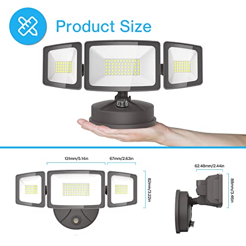 Olafus 55W Flood Lights Dusk To Dawn Outdoor Lighting, Ip65 Waterproof Led Security Light With Photocell, 5500Lm Dusk Dawn Outside Light, 6500K Brown Exterior Floodlight For Yard Garden Porch Backyard #TOP7