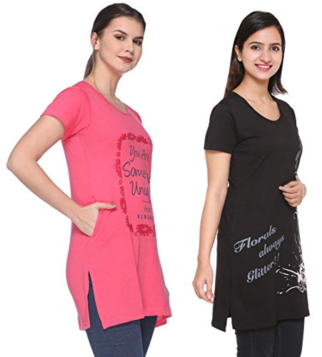 Image of In Love Women's Plus Size Cotton Printed T-Shirt with Pocket - Combo Pack of 2
