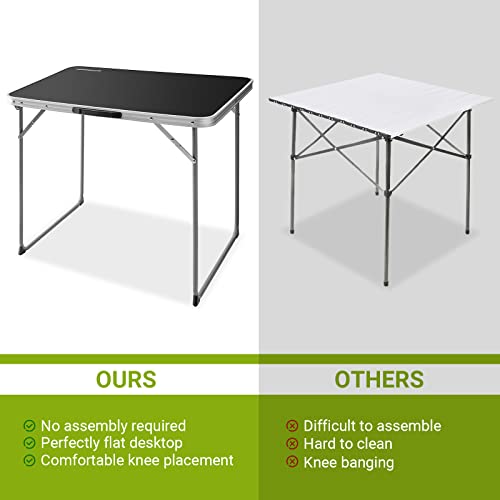 Fundango Folding Table, Portable Picnic Camping Table, Reinforced Steel Frame Folding Card Table With Handle, Easy To Carry And Clean, Great For Outdoor Beach Bbq Backyard, Black #TOP3