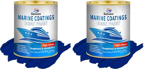 Image of SENVEN Boat Paint, 35 Oz Gloss Blue Marine Boat Topside Bottom Enamel Marine Paint for Boats, Wood, Fiberglass, Aluminum, Metals Oil-Based Epoxy Dark Blue (Pack of 2)