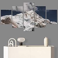 SIGNWIN 5 Panel Canvas Wall Art Snow Mountain for Home Decorations Ready to Hang - 60
