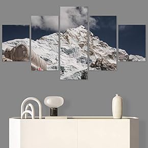SIGNWIN 5 Panel Canvas Wall Art Snow Mountain...