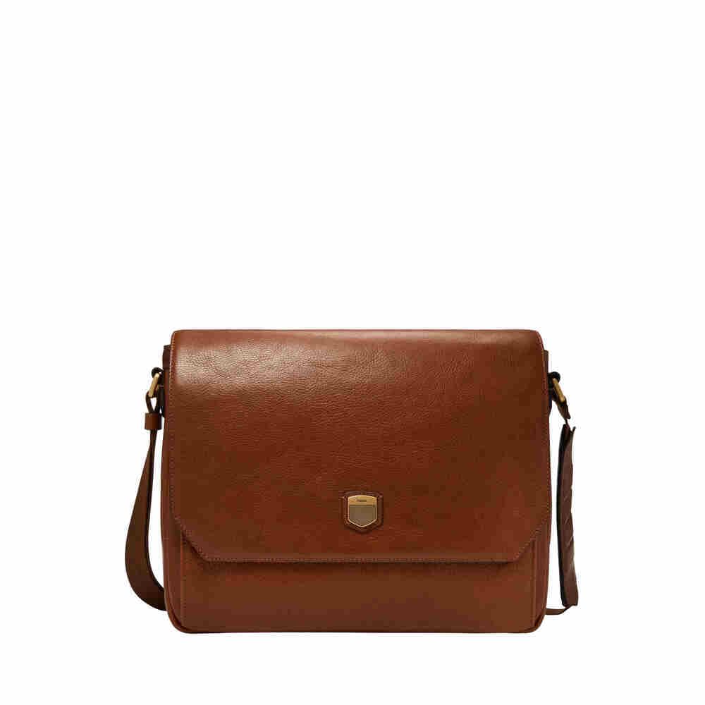 Fossil Hayes Men's's Brown Leather Bag, MBG9644212