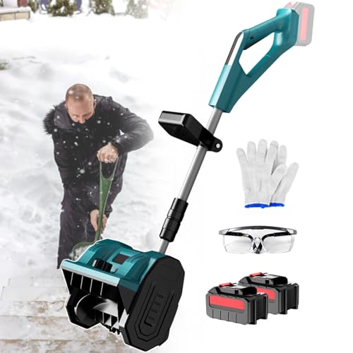 pealiritansemen Spazzaneve - Asta Telescopica in Lega di Alluminio, Spazzaneve Portatile, Regolazione della velocità di Spazzamento della Neve A 3 Vie, Larghezza di Pulizia 30 cm 4500mAh-2batteries