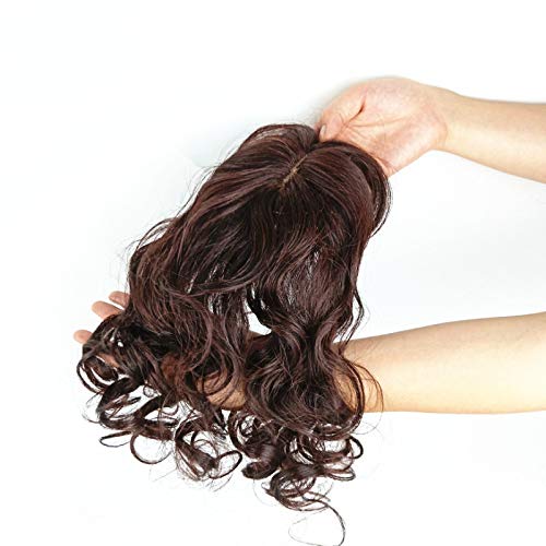 Miniatura 8 de Toppers de cabello humano rizado ondulado con clip en tupé con flequillo lateral, fleco para mujer, pelucas para pérdida de cabello suave, cubierta