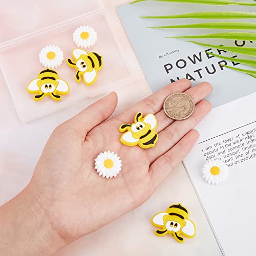 SUNNYCLUE 1 Box 10Pcs Silicone Beads Bees Sun Flower Loose Daisy Flowers Bead Bee Chunky Beads for Jewellery Making Center Drilled Spacer Bead Kaychain Lanyard Supplies Braided Bracelet Crafting - Image 3