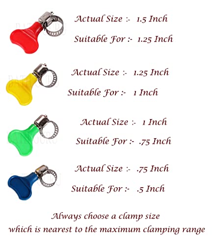 Image of BATH GURU Stainless Steel Hand Adjustable Worm Gear Key Type Hose Clamps 1.25 Inch Gas Water Tap Garden Pipe Clamp Clips for Plumbing Mechanical & Multi Uses (Pack Of 9, 1.25 Inch)