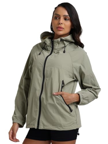 Image of CHKOKKO Sunscreen Jacket For Women With Hood Upf 50+ UV Tan Sun Protection | Wind Proof Lightweight Breathable Quick-dry Water-repellent Fabric | For Gym Sports Running Biking And Dailywear