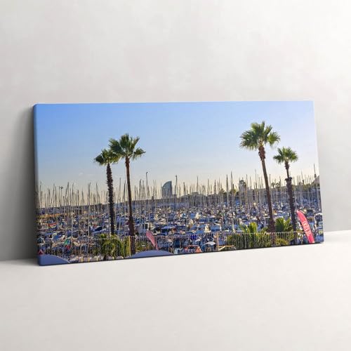 Tableaux 120x60cm Port Olympique Barcelone | Décoration Murale Peinte