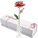 DEFAITH Real Rose 24K Gold Dipped, Forever Gifts for Her Valentine's Day Anniversary Wedding and Proposal - Red with K9 Crystal Stand