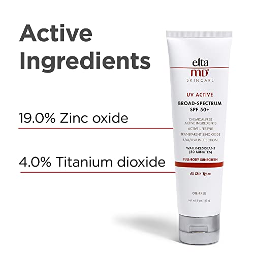 Eltamd Uv Active Spf 50+ Mineral Sunscreen Lotion, Broad Spectrum Physical Sunscreen For Face And Body, Water-Resistant Up To 80 Minutes, Oil-Free, Non-Greasy, Full Body Sunscreen, 3.0 Oz Tube #TOP6