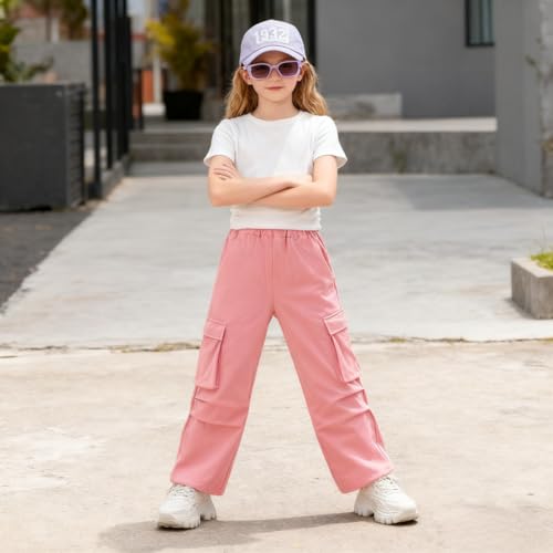 Image of Azmxynol Tween Girls Clothes 2 Piece Outfit T-Shirt Top + Cargo Pants, Teen Girl Trendy Clothing Set, Sizes 7-15 Years