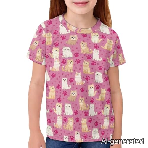 Image of Renewold Kids Novelty T-Shirt for Girls Boys Short Sleeve Crewneck Summer Tee Soft Breathable Graphic Shirt for Age 2-16