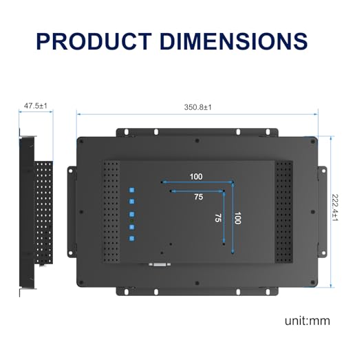 Image of FHD Industrial Touch Monitor, 13.3 Inch Open Frame Touch Screen Display, 10-Point Capacitive Touch Monitor, VESA & Open-Frame Bracket Mounting for Kiosk and Mounting