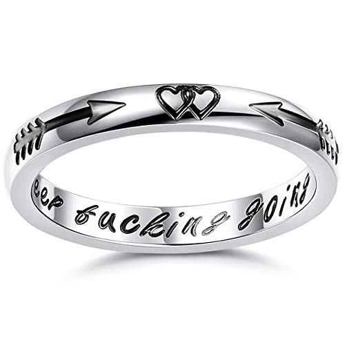 Sllaiss 316L Stainless Steel 2020 Graduation Gifts Thumb Ring for Women Men Inspirational Keep Going Ring Band Stacking Rings (9)
