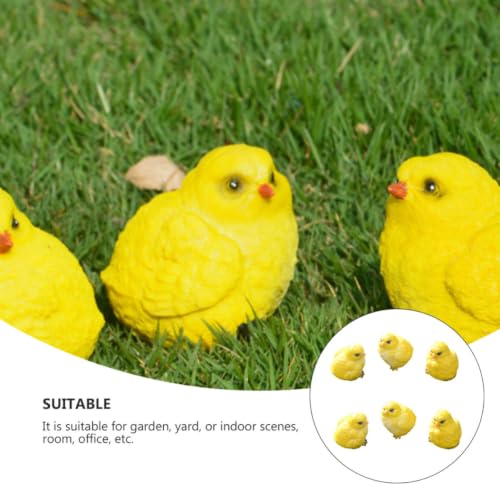Adornos de pollito de resina (6 pzas) para decoración realista de jardín y patio 4