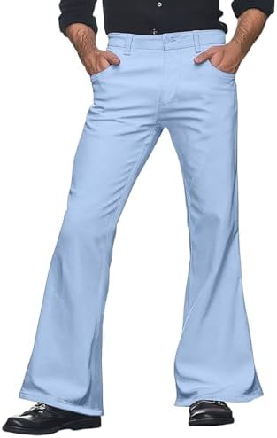Pantalon Large Homme Style Années 70/80 - Coupe évasée, Tissu Extensible - Pour Déguisement, Carnaval, Disco, Quotidien