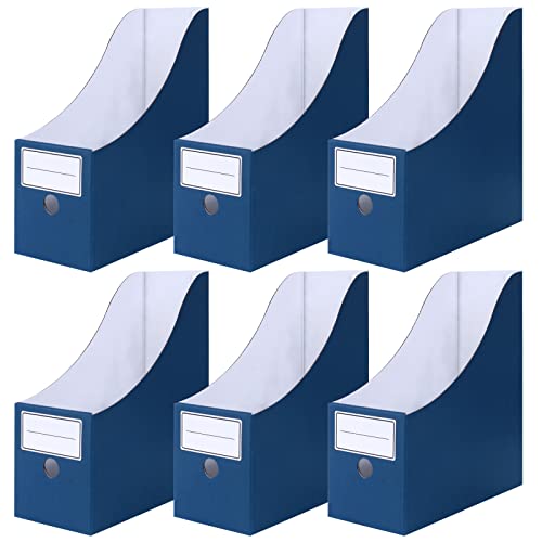 GUOKOFF Porte-revues en Carton, 6 Pièces Porte Revues Dossiers, Porte-revues de Dossiers avec Etiquettes, 10 x 26 x 26,7cm, Bleu Cover