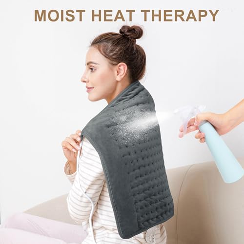 Image of Deepsoon Heating Pad,Electric Heating Pads for Back,Neck,Moist Heating Pad for Abdomen Shoulder Knee Legs,Dry /Moist Heat&Auto Shut Off,Mother's Day Birthday for Men and Women,Dark Gray,24x20 Inch