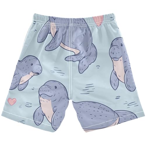 Boys Beach Board Shorts Walrus Animal Sea Lion Swim Trunk Teen Swimwear 8-16Y Multicolor2