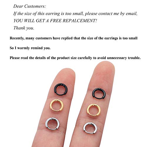 Image of Huggie Hoop Earrings for Women Men - 316L Surgical Stainless Steel 6mm 8mm 10mm Mens Ear Hugging Hoop Earrings for Cartilage Gold Black 20G 18G Hypoallergenic Second Hole Sleeper Hoop Earrings