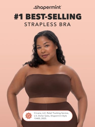 Image of SHAPERMINT Strapless Bra, No-Slip Wireless Bandeau with Sewn-in Cups