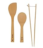 Helen's Asian Kitchen Bamboo Kitchen Tools Cooking Utensils and Stir Fry Set, 3-Piece Set