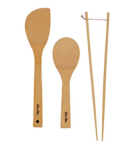 Helen’s Asian Kitchen Bamboo Kitchen Tools Cooking Utensils and Stir Fry Set 3-Piece Set