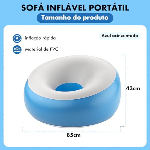 Fauteuil gonflable haut de gamme bleu 85 cm pour salons de piscine et plages - 2