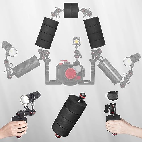 MINIFOCUS 4Pcs Unterwasserkamera Auftrieb Float Kits, Auftrieb vorgesehen 175g*4, Durchmesser 3.15, Dicke 1.5, Aquatic Arm Float Kit für Seafrogs/nitescuba/Starbea schwimmende Arme Tauchen Tablett