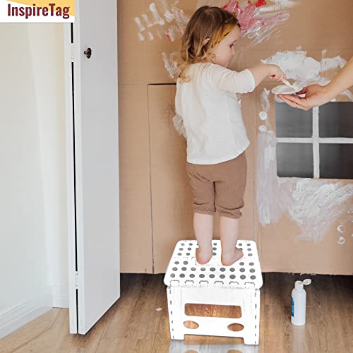 Inspiretag Foldable Step Stool, Collapsible Step Stools For Adults, Foldable Step Stool For Kids, Foldable Stool, Portable Stool, Kids Step Stools, Step Stool Folding For Storage - Snow White 9" #TOP4