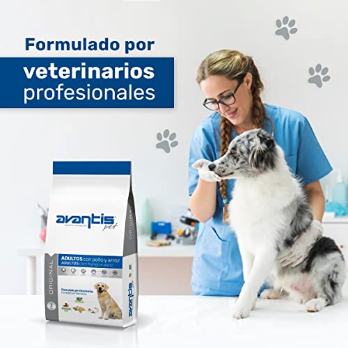Avantis Pet Original - Futter für Erwachsene Hunde mittlerer und großer Rassen, 3 kg, 100% komplettes und ausgewogenes Futter - Sehr ernährungsphysiologisch mit Huhn und Reis