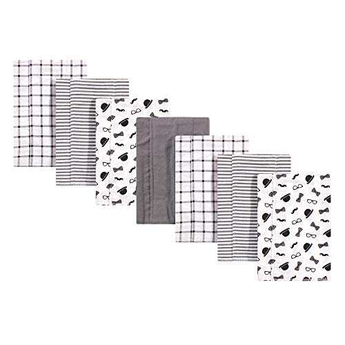 Image of Little Treasure Unisex Baby Cotton Flannel Burp Cloths, Gentleman 7-Pack, One Size