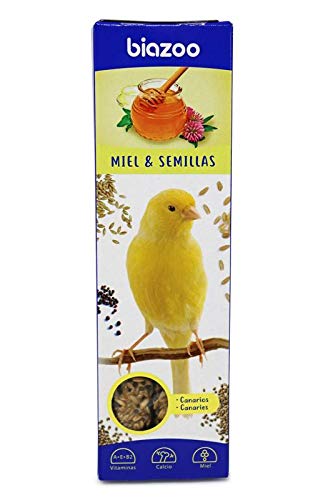 Biazoo Pack 10 Cajas -Barritas Canario de Miel & Semillas + vitaminas y Calcio para Huesos Fuertes y Brillante. para Colgar de la Jaula. Entretenimiento y Ayuda al Desgaste Natural del Pico