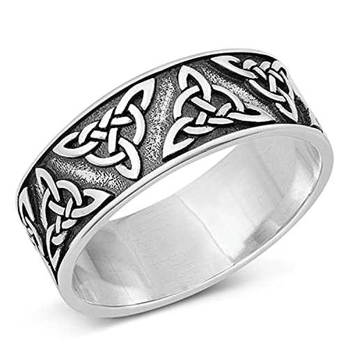 Celtic Trinity Knot Ring for Men 925 Sterling Silver 7.8mm Size 6-122